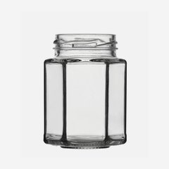 Hatszög üveg,116 ml,átlátszó,szájforma:TO48