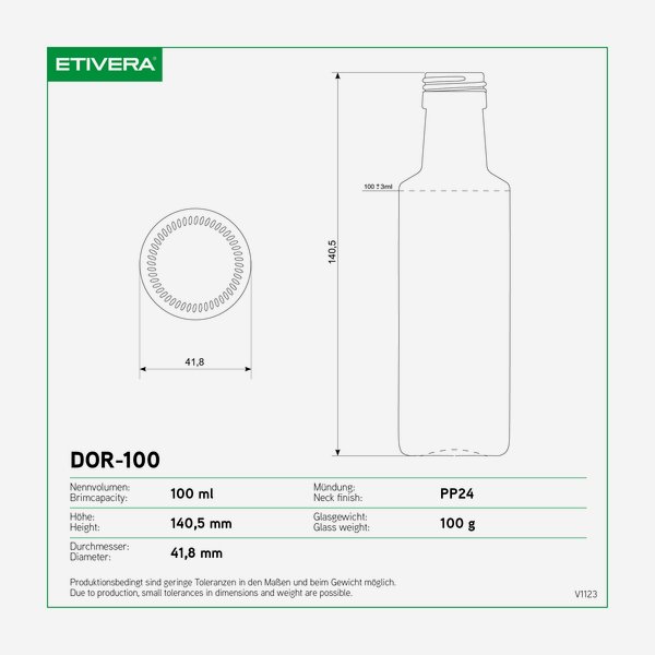 Dorica üveg, 100 ml, fehér, szájforma:PP 24