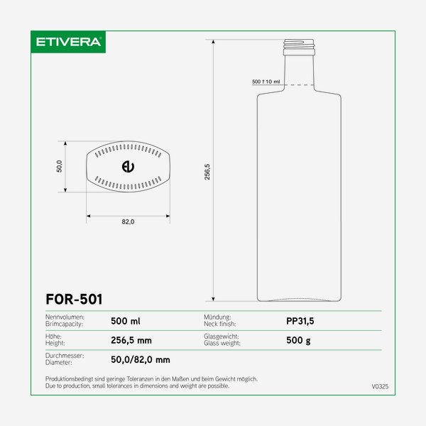 Forma üveg, 500 ml, antik, szájforma: PP 31,5