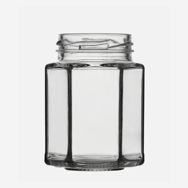 Hatszög üveg,116 ml,átlátszó,szájforma:TO48