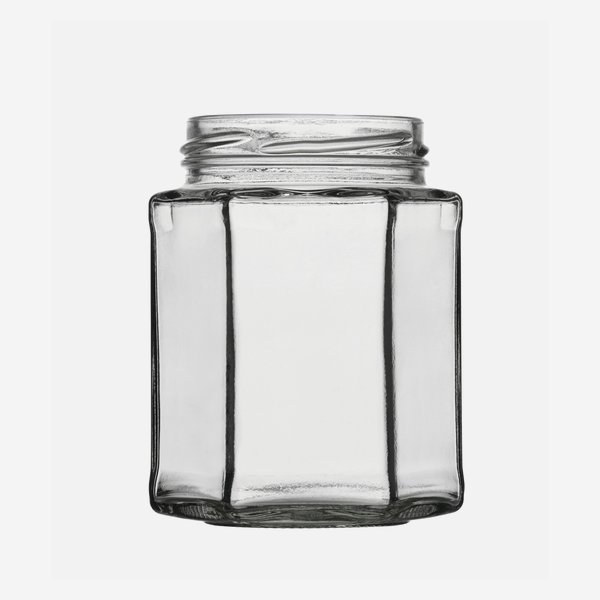 Hatszög üveg,278 ml,átlátszó,szájforma:TO63