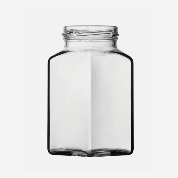 Negyszögletu üveg,312ml,fehér,száj:TO58